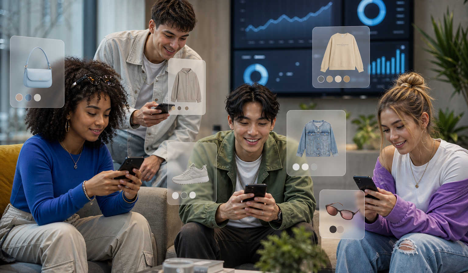 Gen-Z Shoppers in Stylish Lounge